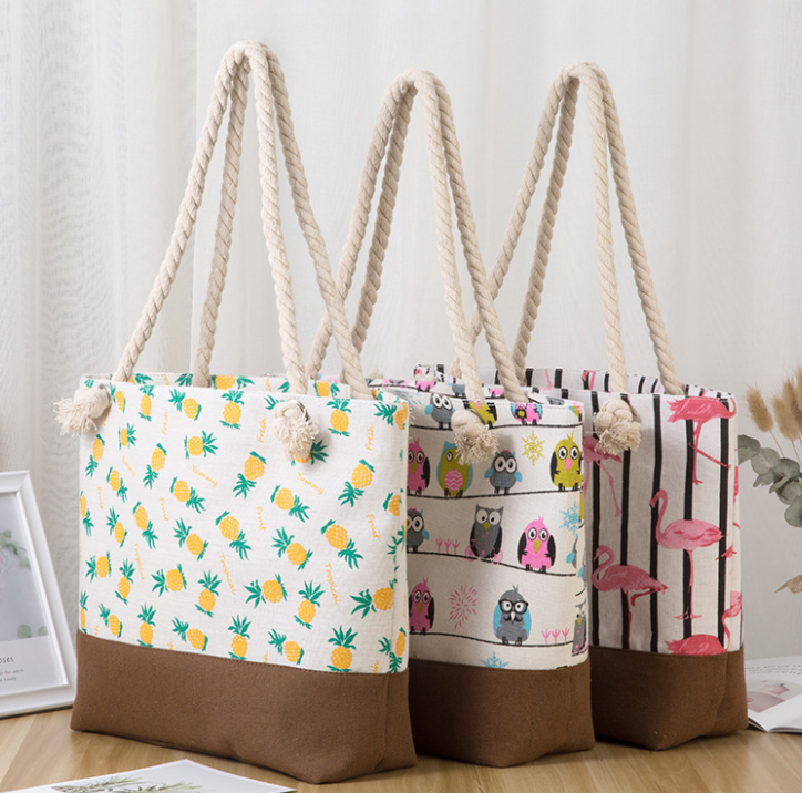 Wholesale New Design Item Metallic Pineapple Cotton and Polyester Large Size Beach Bag Eva Summer Tote Beach Bag factory