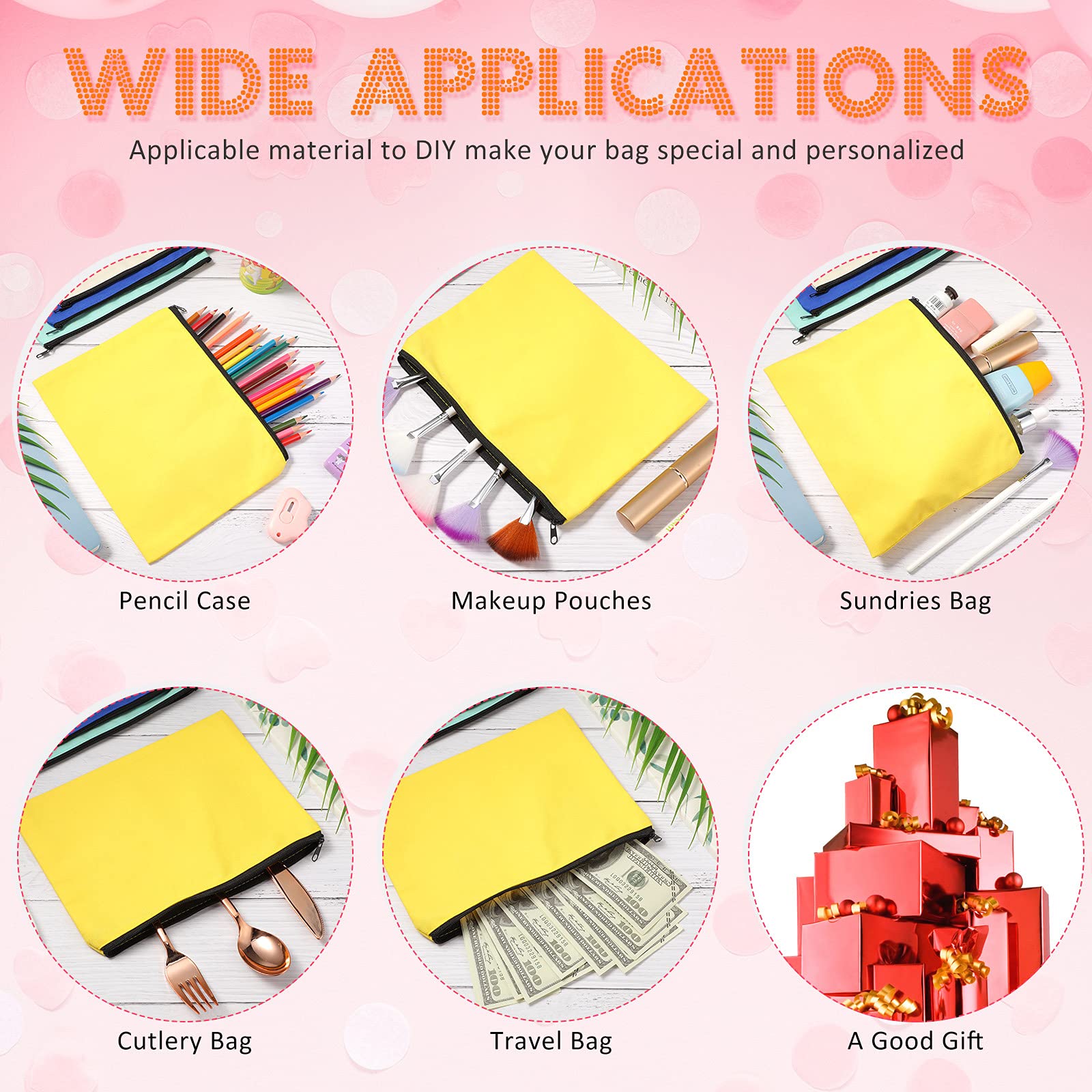Small Eco Friendly Custom Cotton Blank Zipper Pouch Make up Bags Plain Cotton Canvas Makeup Cosmetic Bag With Logo details