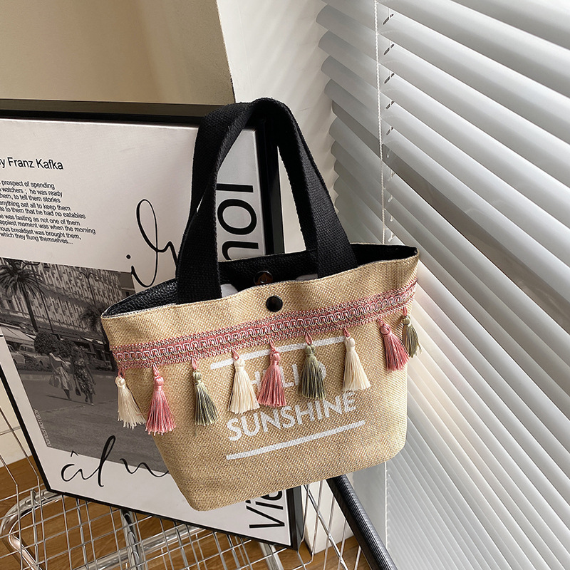 OEM Wholesale Drawstring Tote Black Custom Logo Small Print Eco Friendly Shopping Linen Burlap Jute Bag details