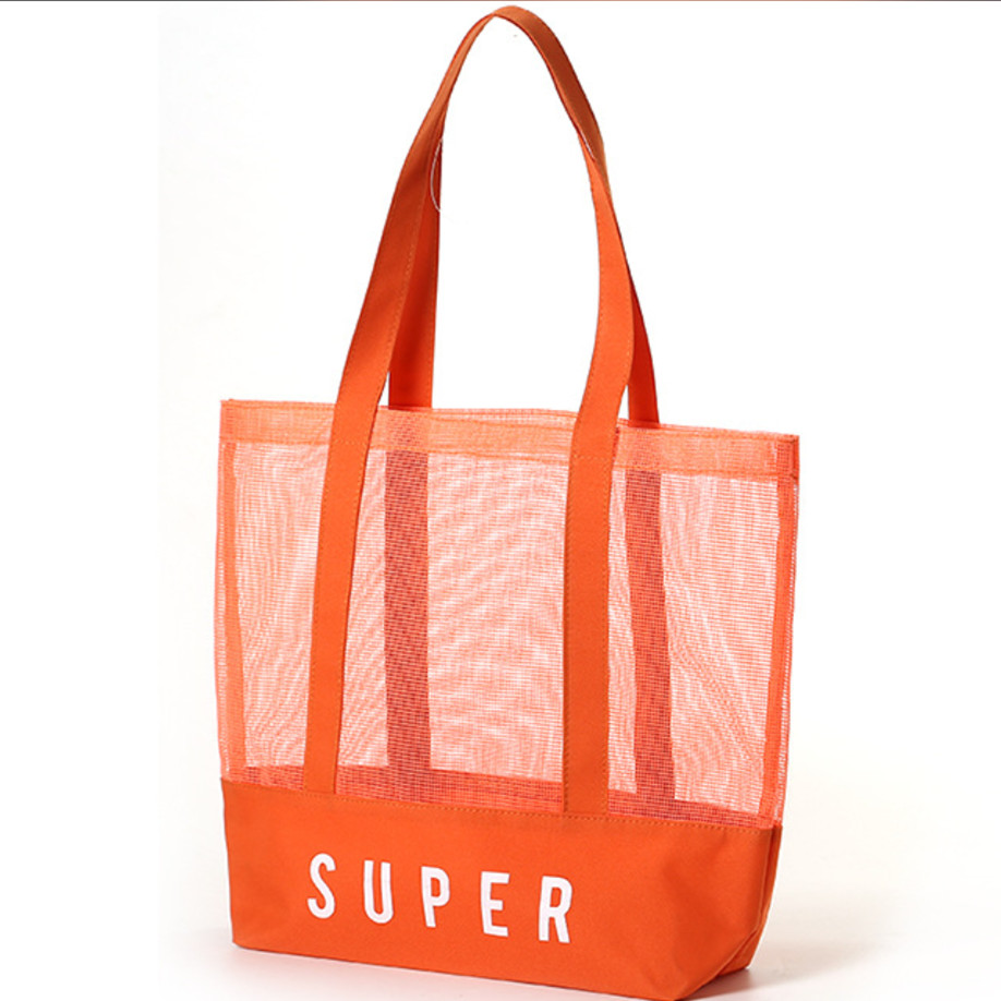 Custom Ultralight Large Personalized Beach Mesh Tote Bag Clear Beach Summer Tote Bag supplier