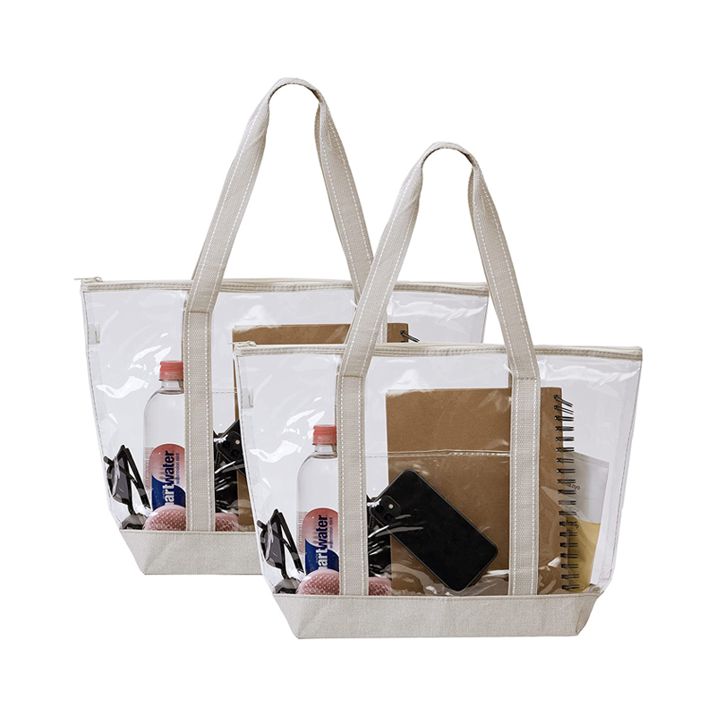 Transparent Women's Tote Handbag Waterproof Clear PVC with Zipper Closure Ladies PVC Handbag manufacture