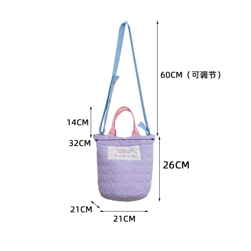 Women's Fashion Winter Warm Lightweight Quilted Puffy Handbag Nylon Quilted Puffer Crossbody Bag with Two Straps Open Closure