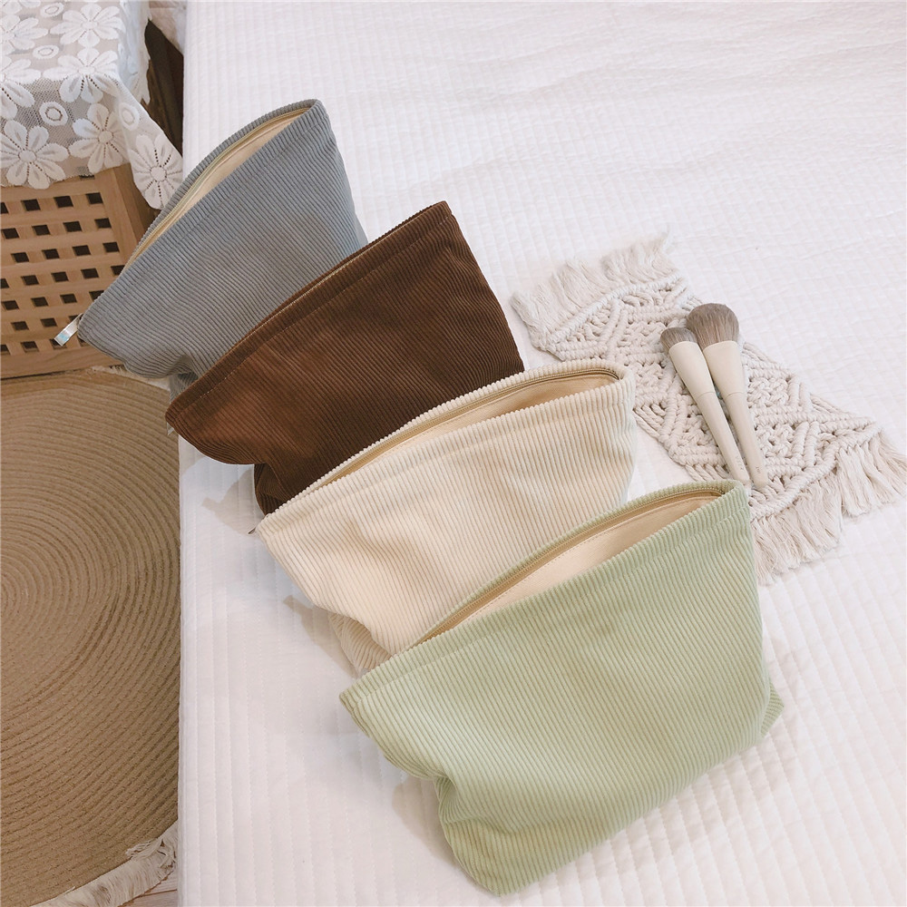 Purses Smile Dots Makeup Organizer Storage Makeup Bag Women Corduroy Cosmetic Bag factory