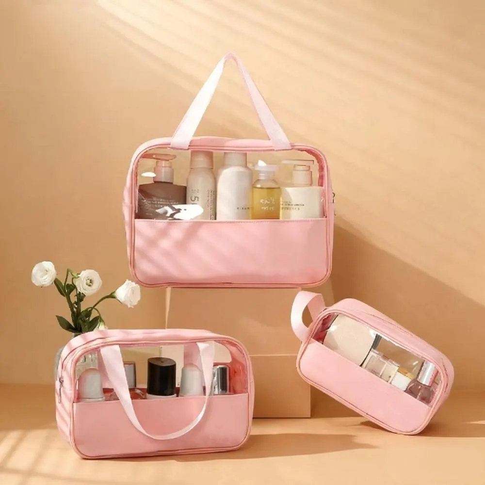 New Style Transparent Toiletry Cosmetic Bag Women Portable Travel Cosmetic Storage Makeup Brush Bag Large Capacity Wash Bag