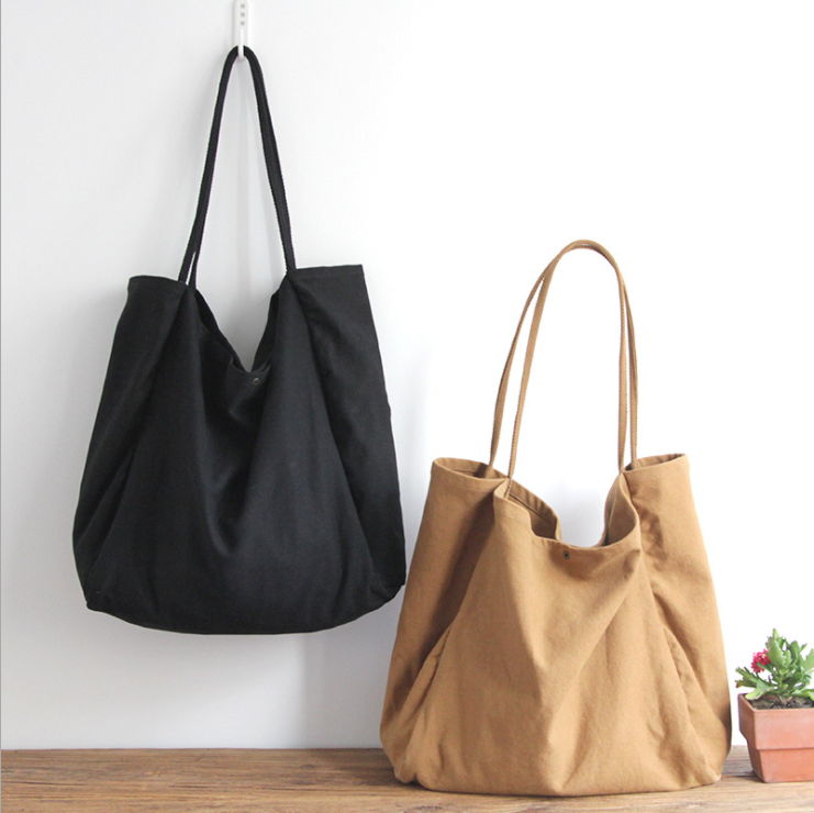 Fashion Customized Recyclable Canvas Cotton Sling Tote Bag Large Blank Minamilist Canvas Shoulder Tote Bag