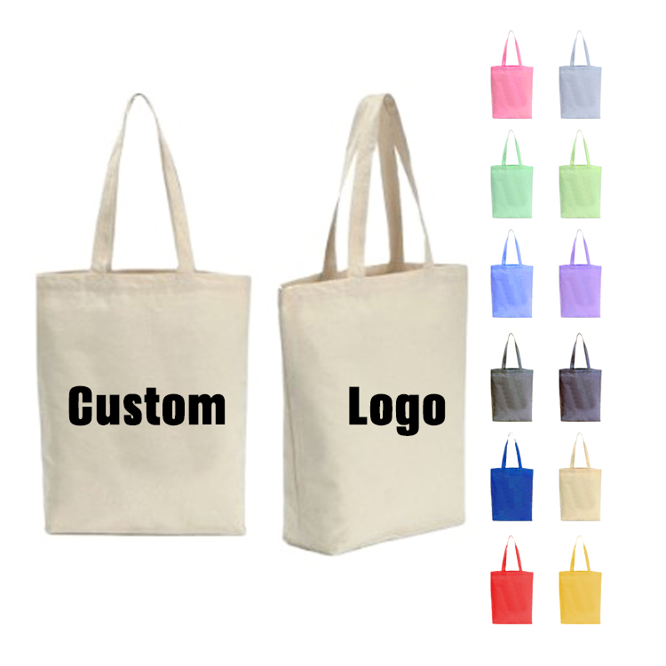 Promotional Personalized Blank Plain Cotton Canvas Bags Reusable Shopping Cotton Tote Bags With Custom Printed Logo