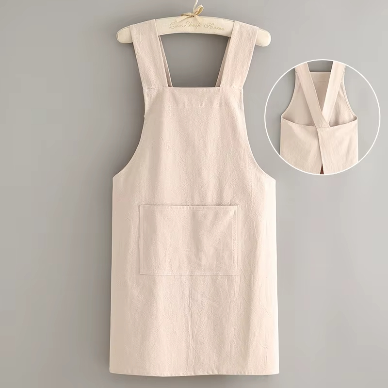 Solid Color Men Women Custom Logo Oilproof Waterproof Apron Sleeveless Aprons Kitchen Cooking Restaurant Bib Apron with Pocket