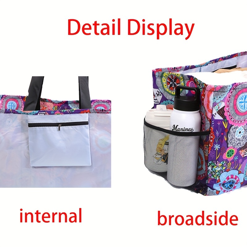 High Quality Large Floral Oxford Fabric Tote Bag Foldable Spacious Storage Shopping Bag