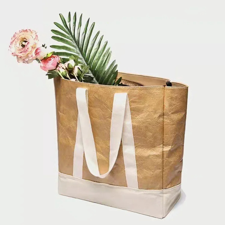 Custom Durable Light Strong Cotton Tyvek Shopping Bags Water-resistant Dupont Canvas Tyvek Tote Bag With Logos