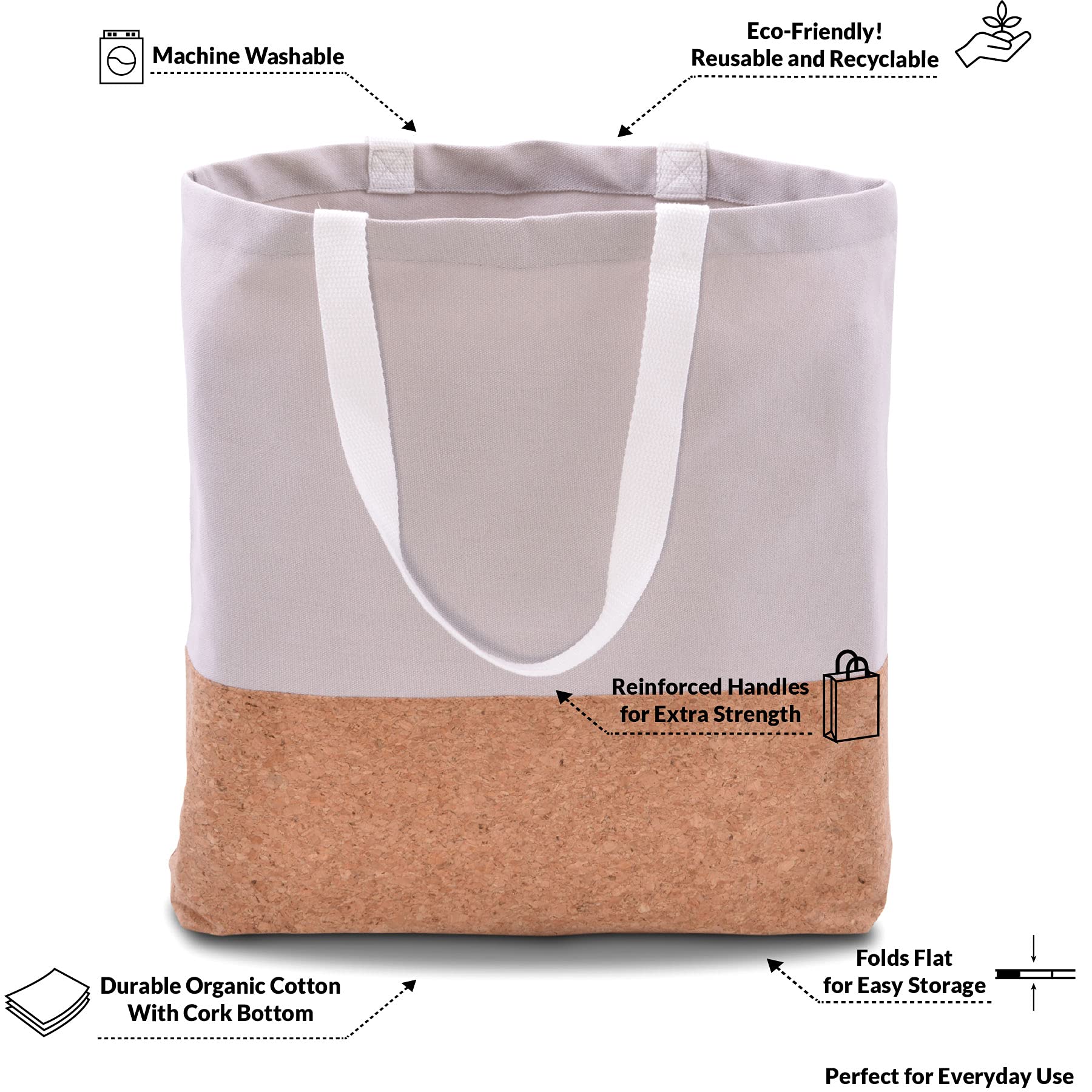 Promotional Cork Tote Bag Unique Gift Fashion Unisex Eco Friendly Cotton Canvas Wood Grain Cork Shopping Bag factory