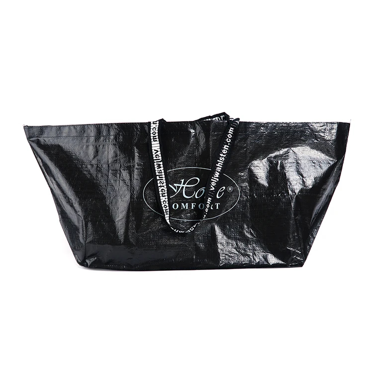 Popular Customized Double Handle Foldable Reusable Wholesale PE PP Woven Tote Bag