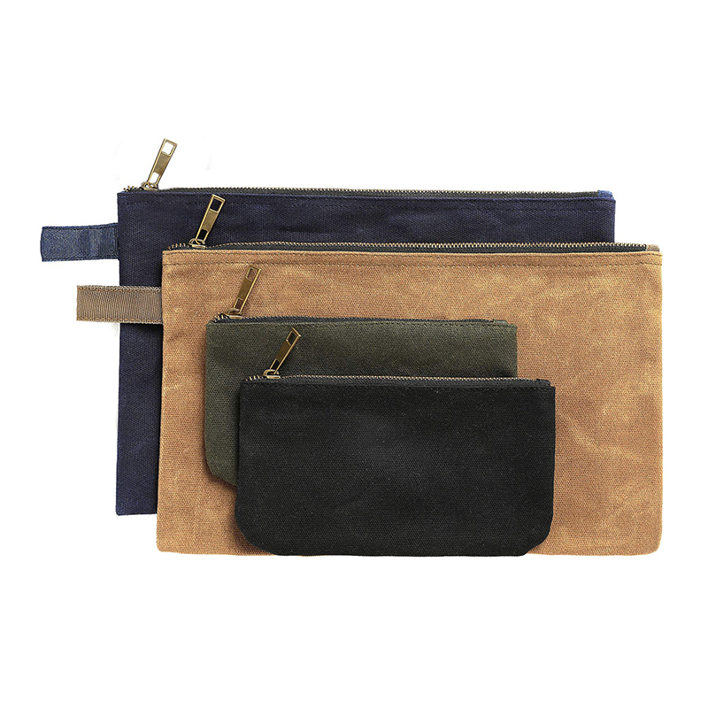 Custom Men's Travel for Toiletry Cosmetic Bag Durable Waterproof Waxed Cotton Canvas with Zipper Closure Features Letter Pattern factory