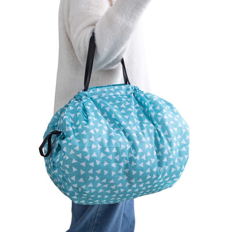 Wholesale Custom Folding Pocket Tote Bags Printed Polyester Foldable Grocery Bag Roll up Portable Shopping Bags supplier