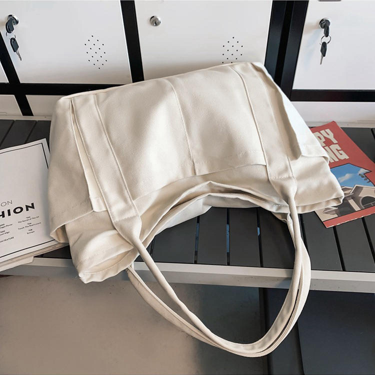 Budget Custom Large Cotton Canvas Yacht Tote Bag 100 Recycled Cotton Canvas Bag With Tow Pockets manufacture