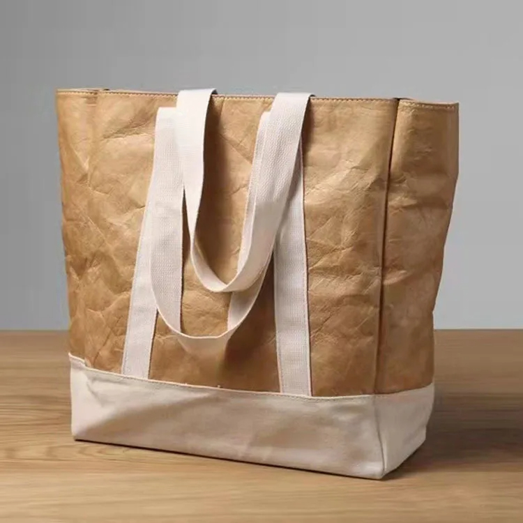 Custom Durable Light Strong Cotton Tyvek Shopping Bags Water-resistant Dupont Canvas Tyvek Tote Bag With Logos