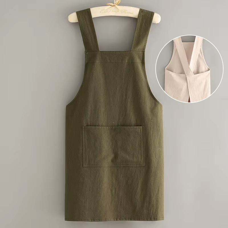 Solid Color Men Women Custom Logo Oilproof Waterproof Apron Sleeveless Aprons Kitchen Cooking Restaurant Bib Apron with Pocket