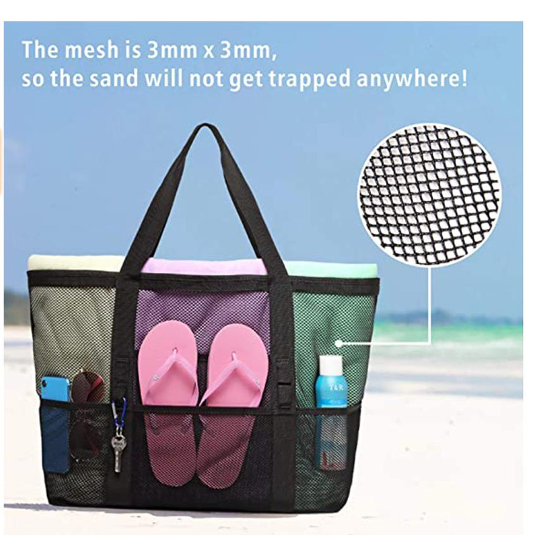 Wholesale Hot Sell Waterproof Tote Foldable Bag Swimming Camping Ice Mesh Beach Bag details