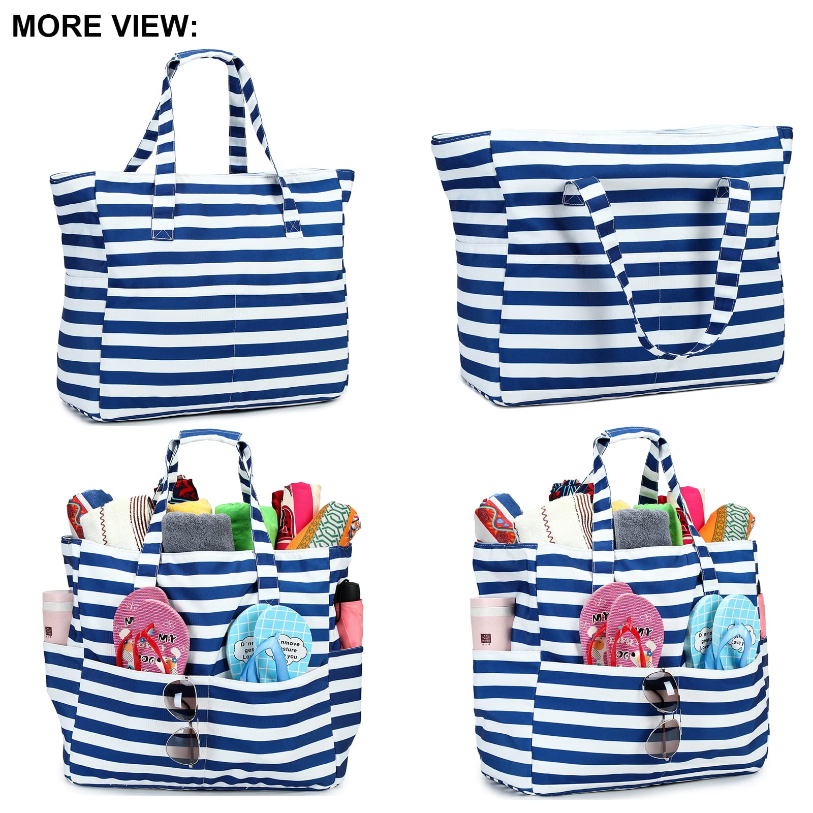 Washable Multi Pockets Beach Bags Personalized Women Waterproof Zipper Beach Tote Bag for Gym Sport Shopping Travel details