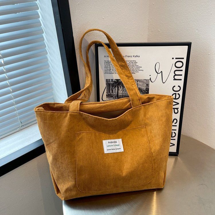 Eco Friendly Reusable Girls Small Large Shopper Corduroy Totes Shoulder Bags With Custom Printed Logo supplier