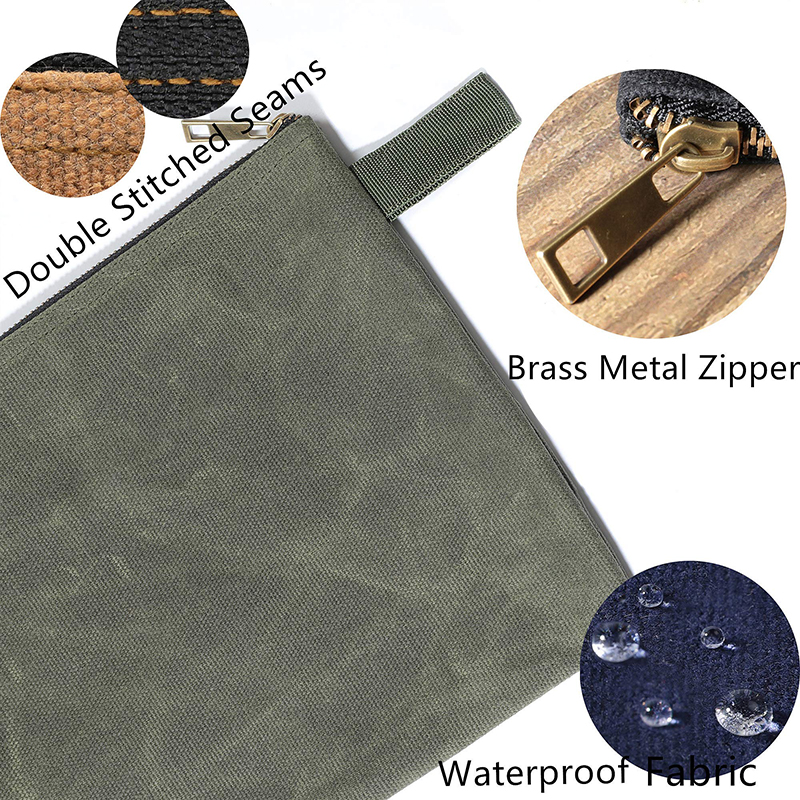 Custom Men's Travel for Toiletry Cosmetic Bag Durable Waterproof Waxed Cotton Canvas with Zipper Closure Features Letter Pattern supplier