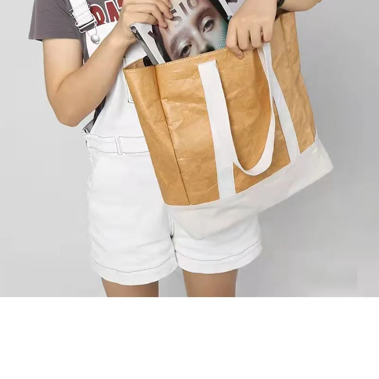Custom Durable Light Strong Cotton Tyvek Shopping Bags Water-resistant Dupont Canvas Tyvek Tote Bag With Logos