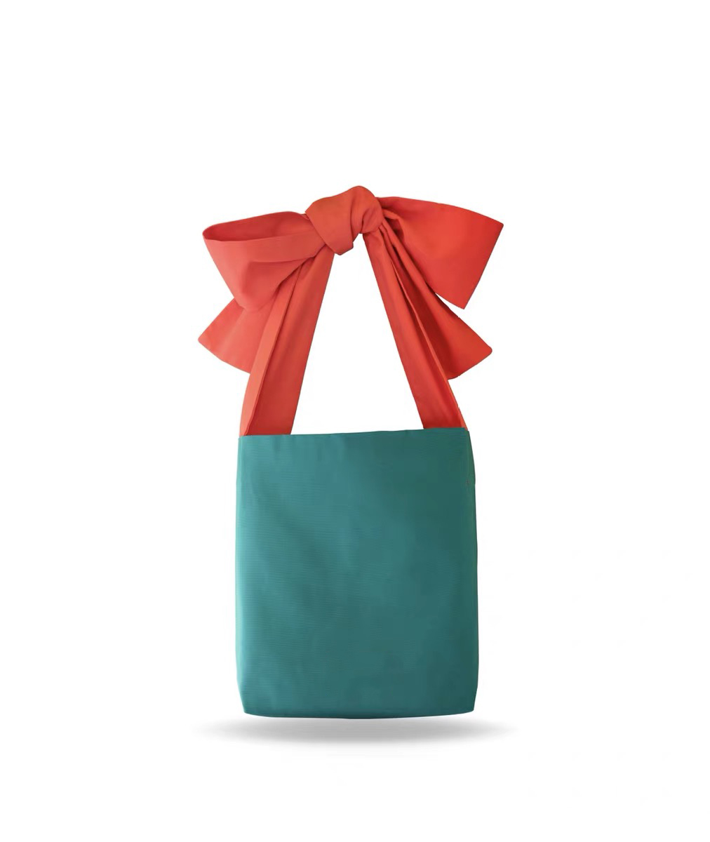Wholesale Casual Cute Girl Personalised Bowknot Tote Bag Canvas Foldable Reusable Shopping Cotton Bow Tote Bag supplier