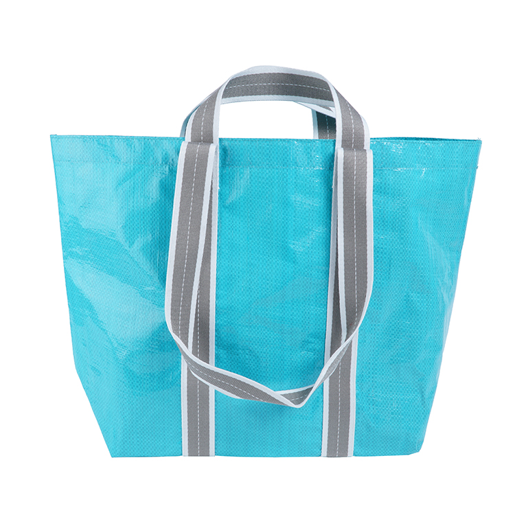 Popular Customized Double Handle Foldable Reusable Wholesale PE PP Woven Tote Bag details