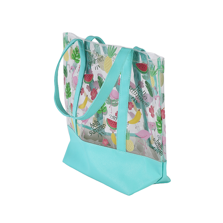 Women's Custom Transparent PVC Tote Toiletry Bag with Handle Animal Print Shoulder Bag supplier