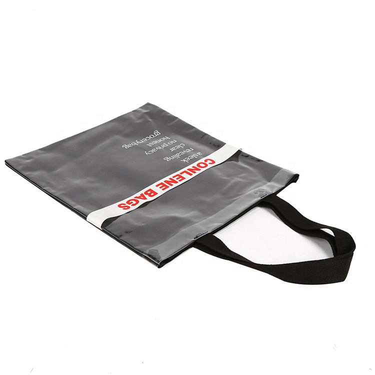 Custom Red PVC Tote Shopping Bag with Clear Logo Print Letter Pattern Type details