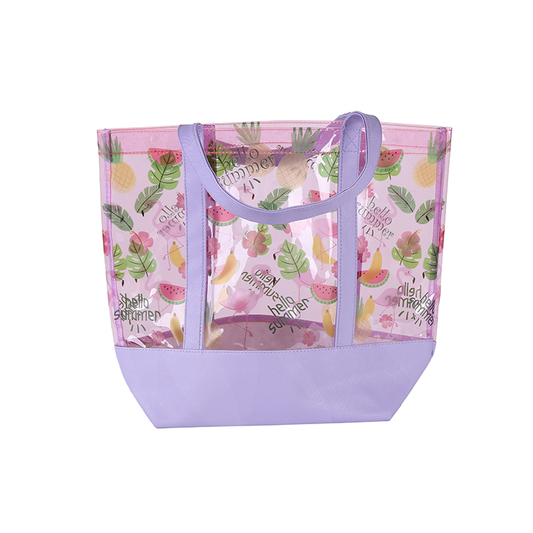 Women's Custom Transparent PVC Tote Toiletry Bag with Handle Animal Print Shoulder Bag manufacture