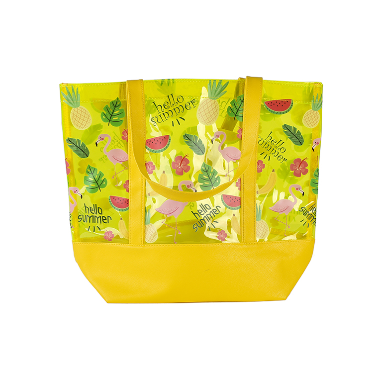 Women's Custom Transparent PVC Tote Toiletry Bag with Handle Animal Print Shoulder Bag details