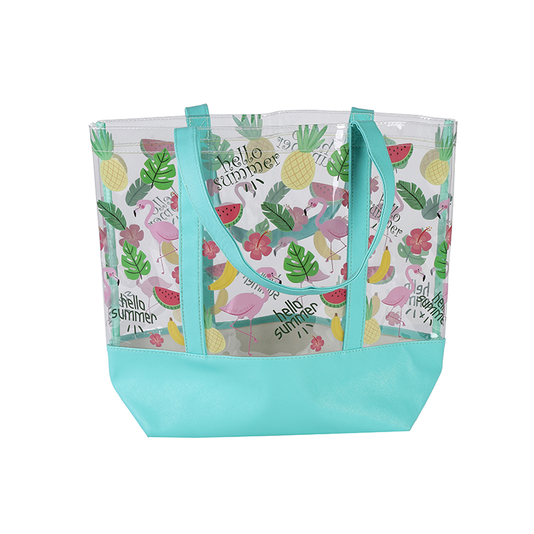 Women's Custom Transparent PVC Tote Toiletry Bag with Handle Animal Print Shoulder Bag manufacture