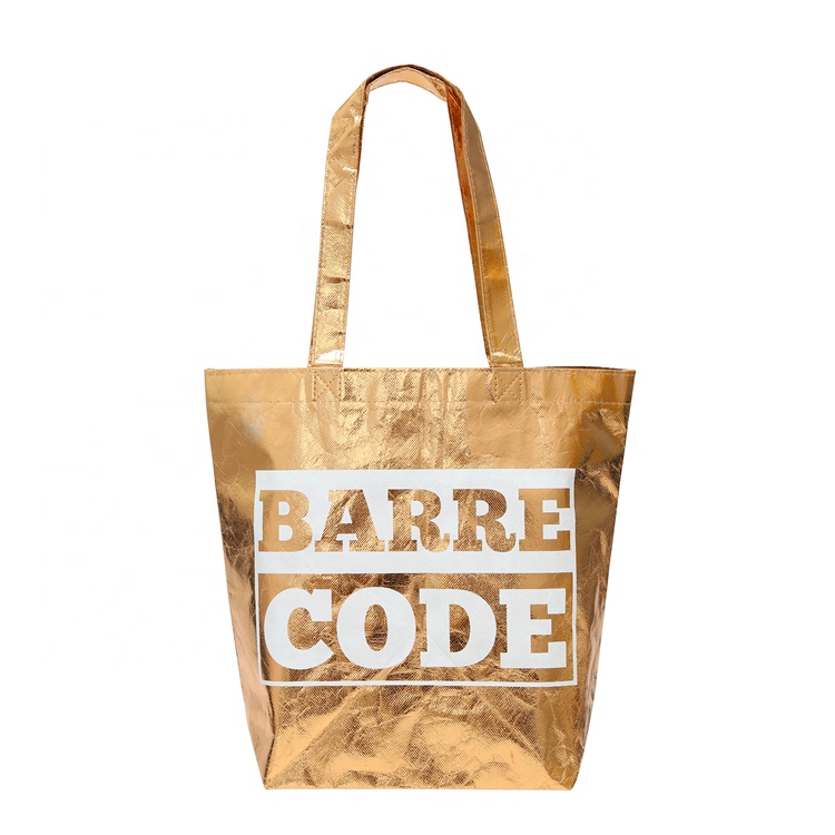 Customized Good Quality OEM Quality Big Space Fashion Gold Non-woven Laminated Shopping Bag manufacture