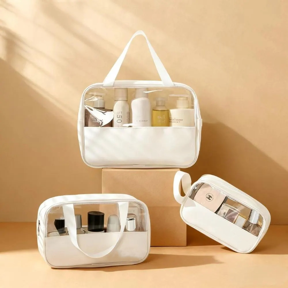 New Style Transparent Toiletry Cosmetic Bag Women Portable Travel Cosmetic Storage Makeup Brush Bag Large Capacity Wash Bag