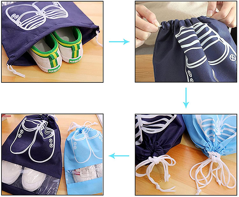 Water Resistant Nylon Drawstring Backpack String Dust Bag Custom Travel Shoe Packaging Bags details