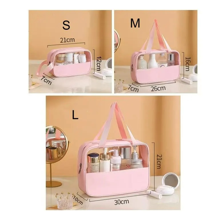 New Style Transparent Toiletry Cosmetic Bag Women Portable Travel Cosmetic Storage Makeup Brush Bag Large Capacity Wash Bag