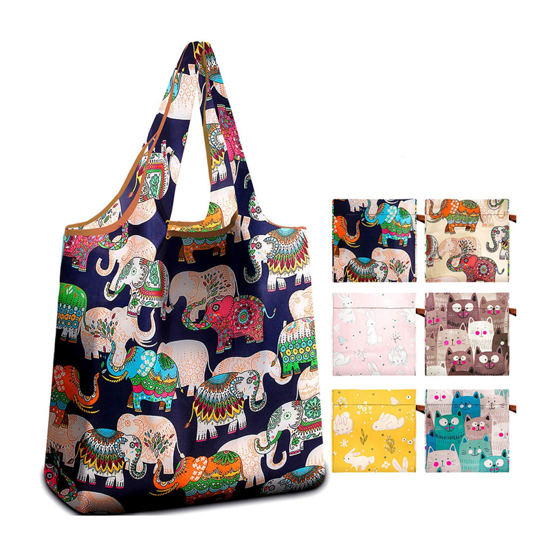 Custom Foldable Reusable Bag Eco-friendly Waterproof Tote Grocery RPET Shopping Bag