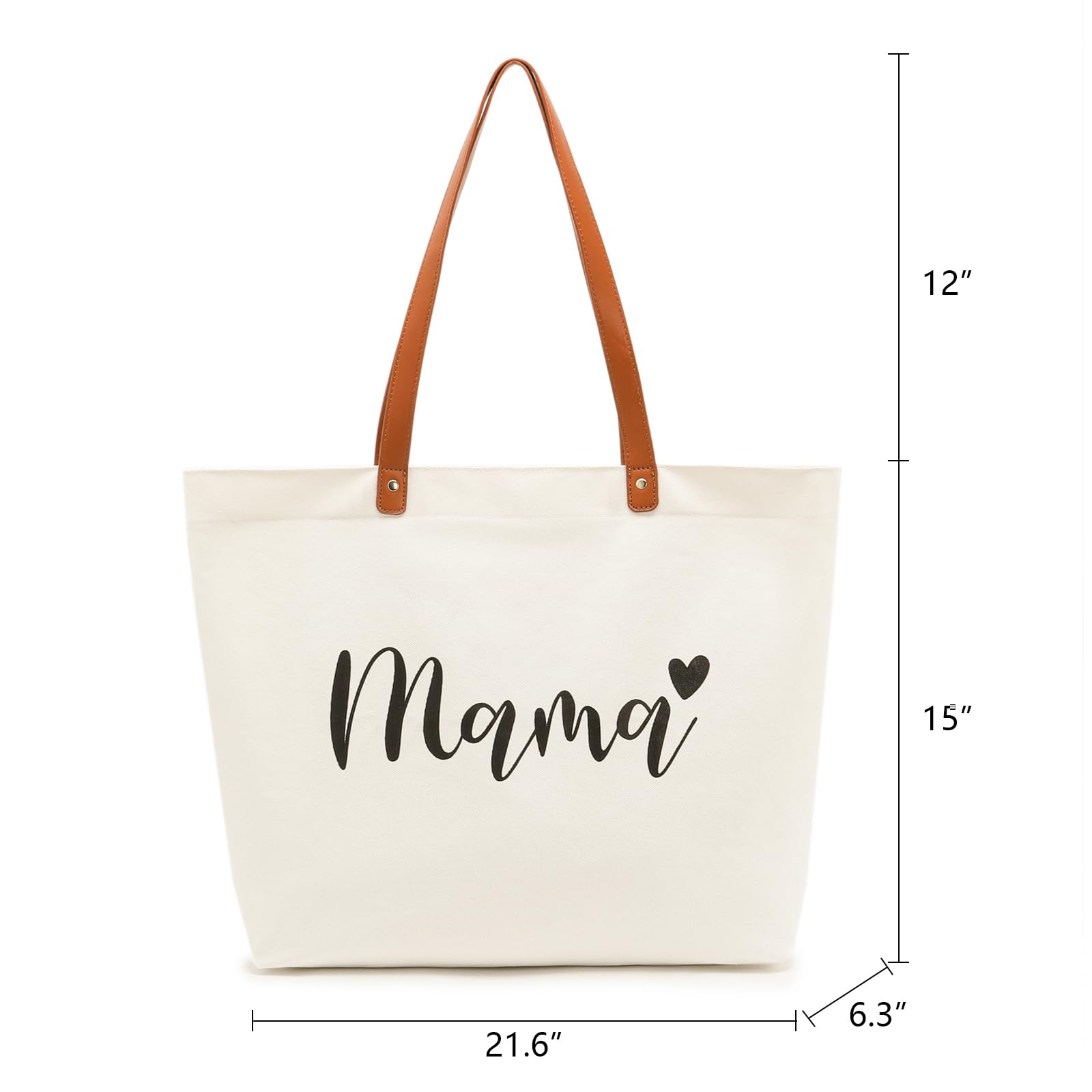 Customizable Leather Handle Tote Bag Reusable Hospital Shopping Beach Travel Cotton Canvas Mama Bag with Custom Logo Pattern