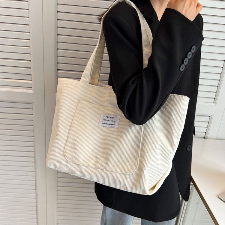 Eco Cyfoes Ailgynhyrchadwy Ferch Bach Mawr Shopper Corduroy Totes Llawr Bags â Logo Argraffu Custom