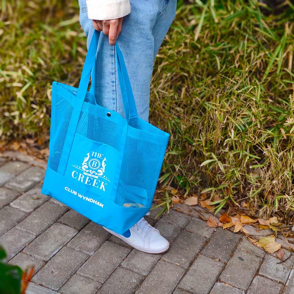 Custom Ultralight Large Personalized Beach Mesh Tote Bag Clear Beach Summer Tote Bag details
