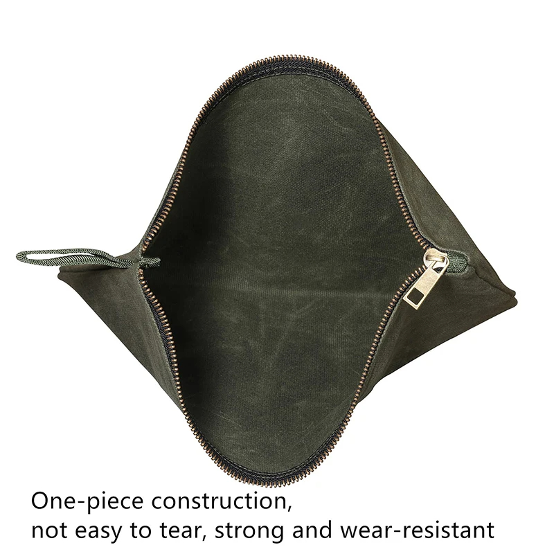 Custom Men's Travel for Toiletry Cosmetic Bag Durable Waterproof Waxed Cotton Canvas with Zipper Closure Features Letter Pattern