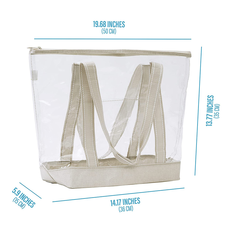 Transparent Women's Tote Handbag Waterproof Clear PVC with Zipper Closure Ladies PVC Handbag details