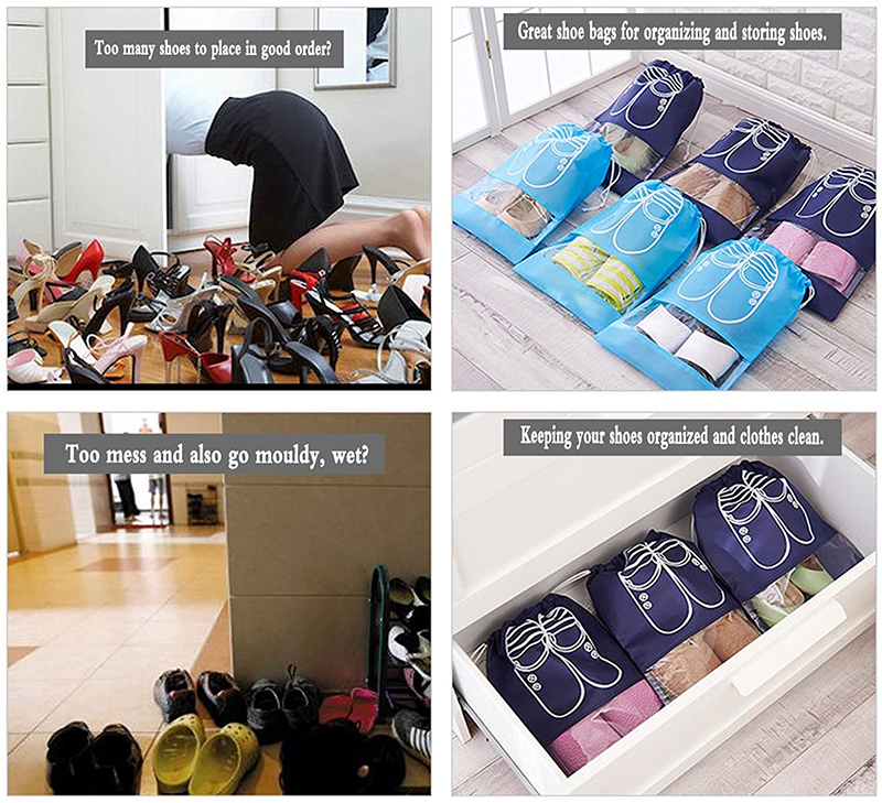 Water Resistant Nylon Drawstring Backpack String Dust Bag Custom Travel Shoe Packaging Bags details