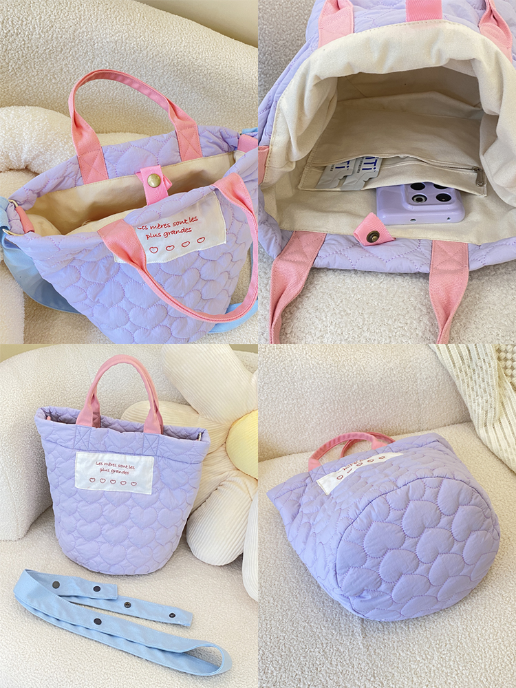 Women's Fashion Winter Warm Lightweight Quilted Puffy Handbag Nylon Quilted Puffer Crossbody Bag with Two Straps Open Closure supplier