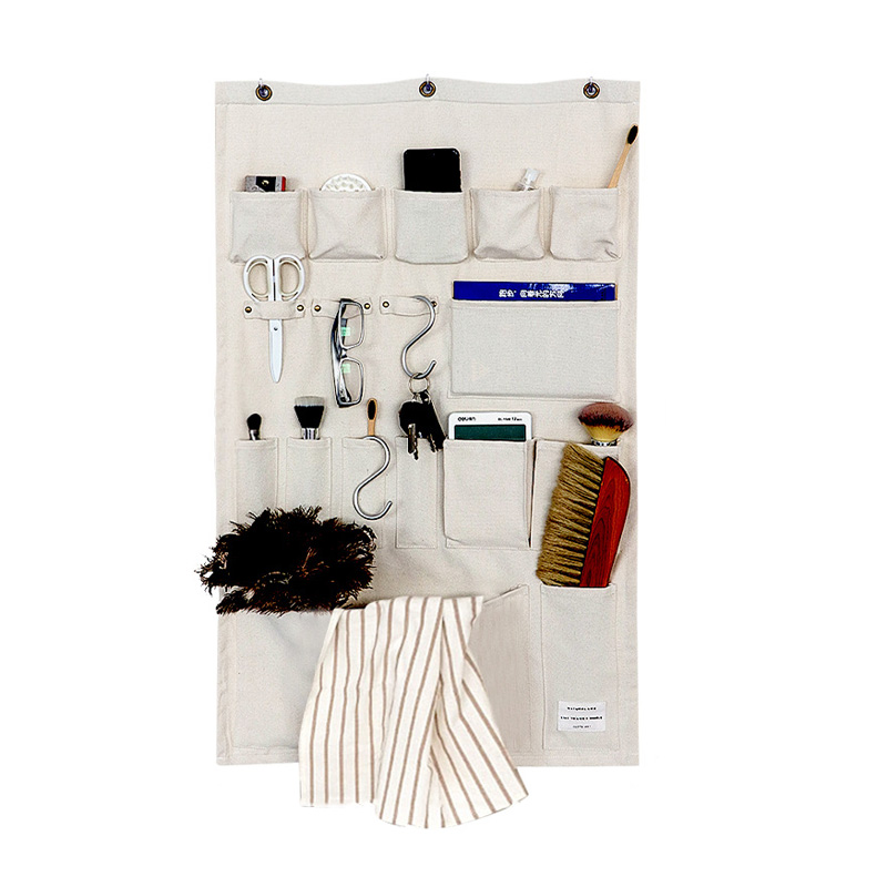 Customized Grid Pattern Cotton Pockets Door Back Storage Organizer Fabric Wall Hanging Storage Bags details