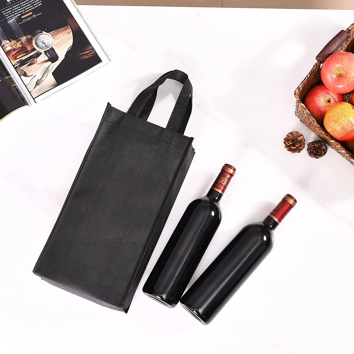 Promotional Reusable Logo Custom Non Woven Bag Non Woven Wine Bags for Wine Bottles factory
