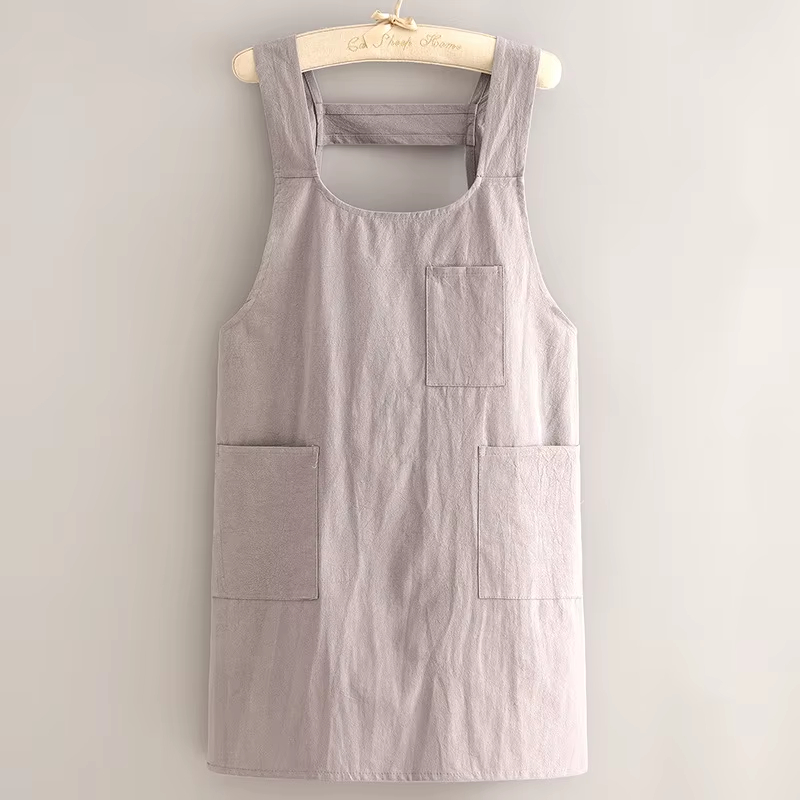 Solid Color Men Women Custom Logo Oilproof Waterproof Apron Sleeveless Aprons Kitchen Cooking Restaurant Bib Apron with Pocket
