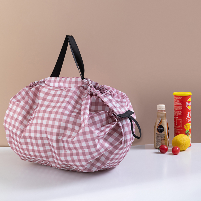 Wholesale Custom Folding Pocket Tote Bags Printed Polyester Foldable Grocery Bag Roll up Portable Shopping Bags
