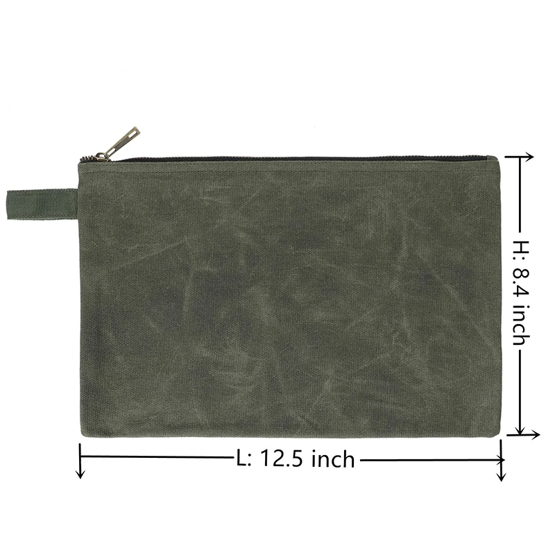Custom Men's Travel for Toiletry Cosmetic Bag Durable Waterproof Waxed Cotton Canvas with Zipper Closure Features Letter Pattern