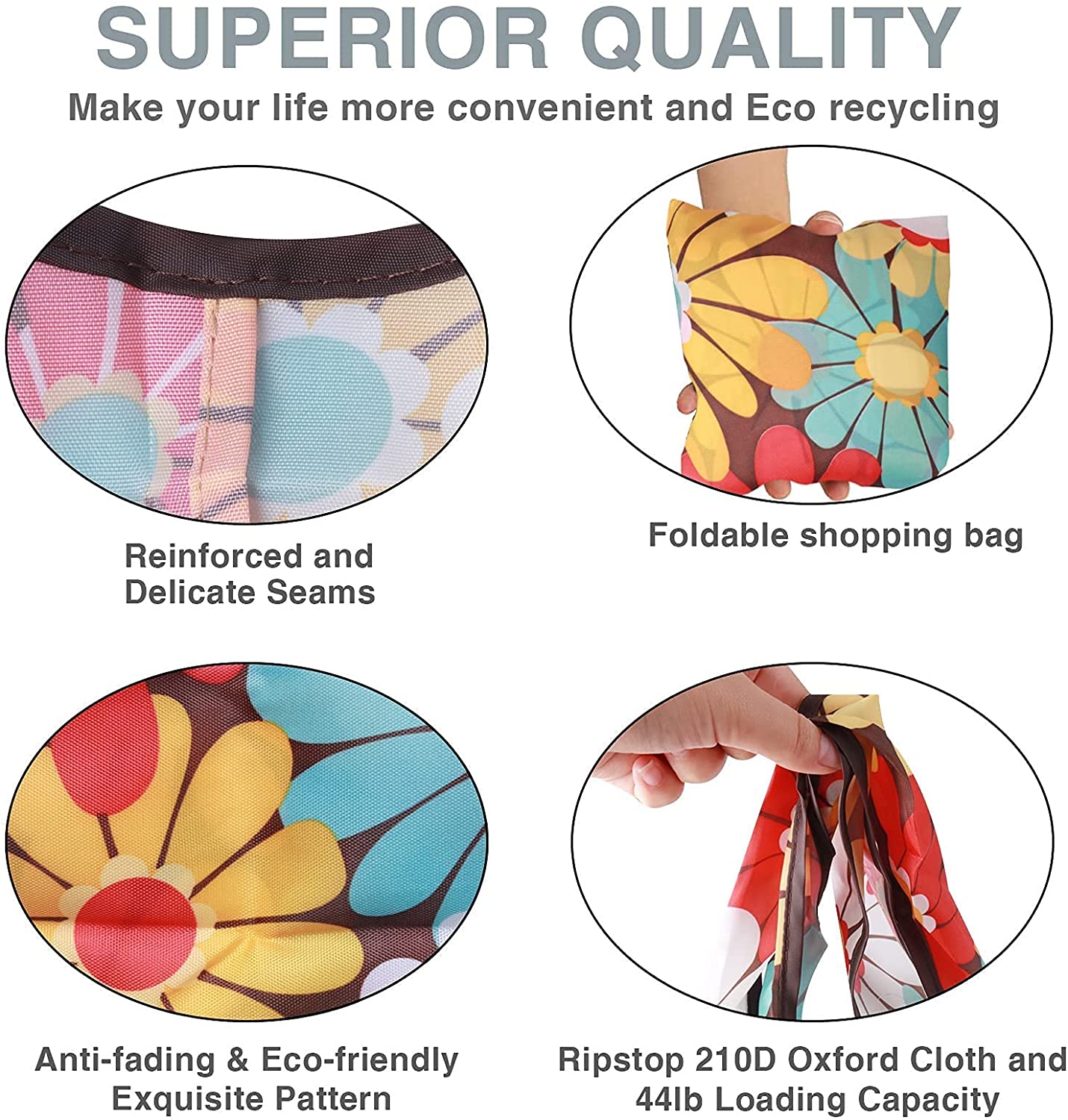 Wholesale Eco Friendly RPET Foldable Polyester Tote Shopping Bag Custom Reusable Grocery Bag factory